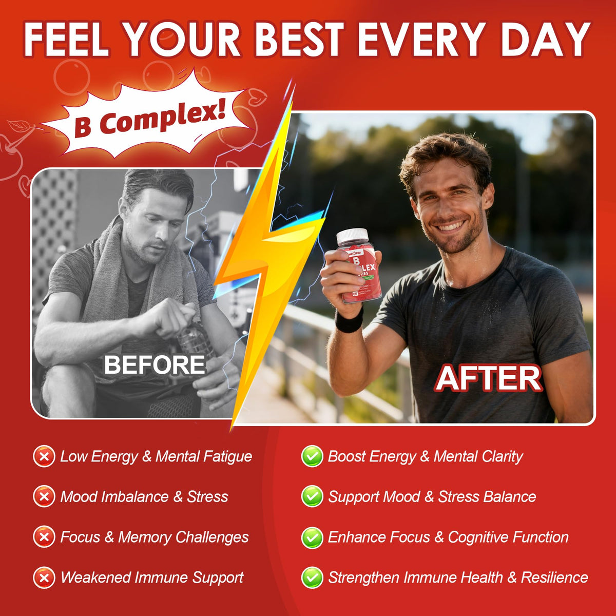Methylated Vitamin B Complex Gummies 2 Pack, Methyl B12 & Folate with B1, B2, B3, B5, Biotin | Vitamin C, Zinc, Choline & Inositol – B Complex Supplement for Energy - FENGGESTORE20