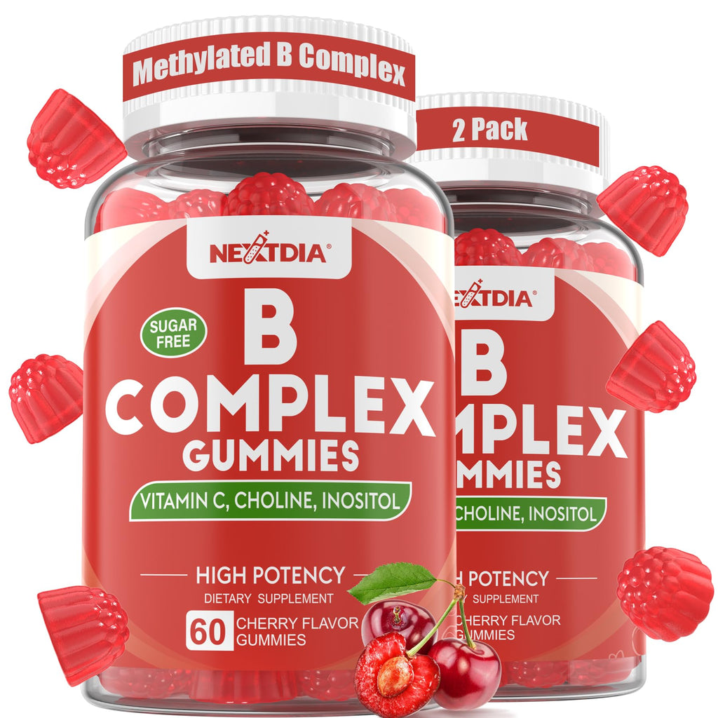 Methylated Vitamin B Complex Gummies 2 Pack, Methyl B12 & Folate with B1, B2, B3, B5, Biotin | Vitamin C, Zinc, Choline & Inositol – B Complex Supplement for Energy - FENGGESTORE20