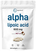 Micro Ingredients Alpha Lipoic Acid 600mg with MCT Oil, 300 Softgels | ALA Supplement for Liver, Antioxidants, Nerve, Cardiovascular Health Support - FENGGESTORE20