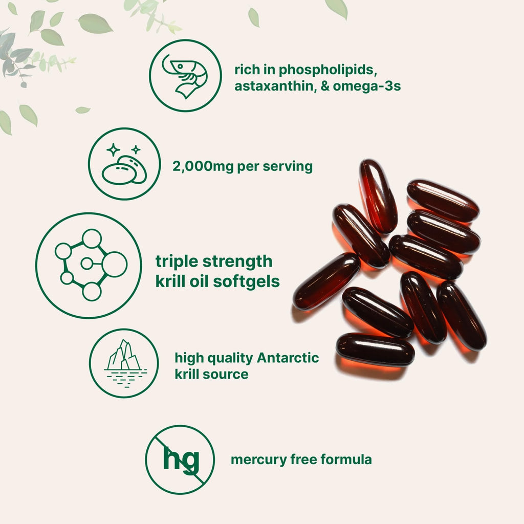 Micro Ingredients Antarctic Krill Oil Supplement, 2,000mg Per Serving, 240 Softgels, Triple Strength, Rich in Omega-3s EPA, DHA & Natural Astaxanthin - FENGGESTORE20