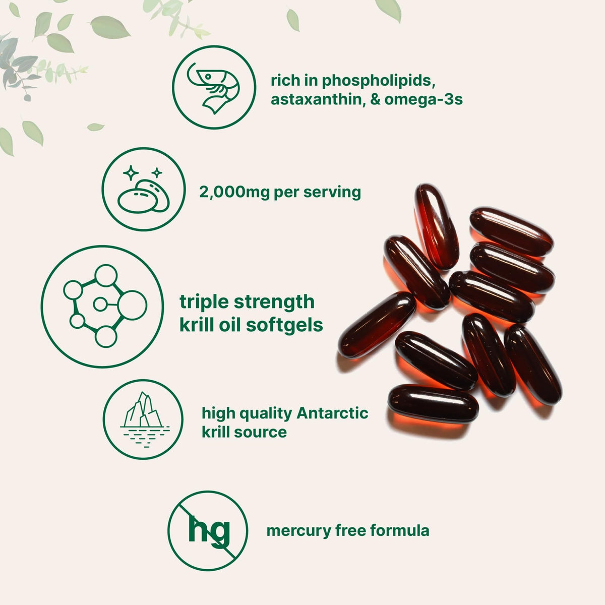 Micro Ingredients Antarctic Krill Oil Supplement, 2,000mg Per Serving, 240 Softgels, Triple Strength, Rich in Omega-3s EPA, DHA & Natural Astaxanthin - FENGGESTORE20