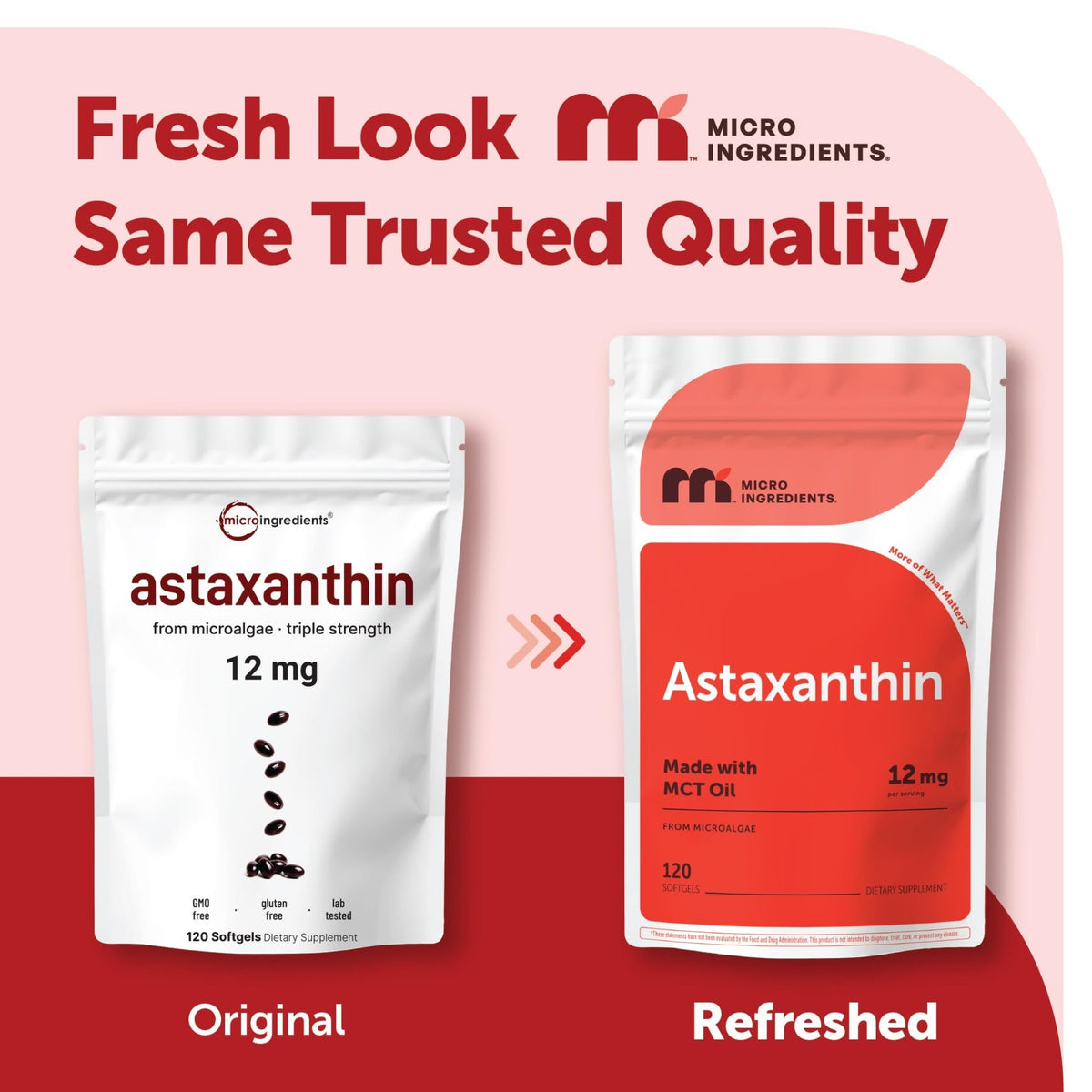 Micro Ingredients Astaxanthin 12mg with MCT Oil, 120 Softgels, 4 Month Supply | Premium Astaxanthin Antioxidant Supplements* | Fresh Microalgae Source - FENGGESTORE20