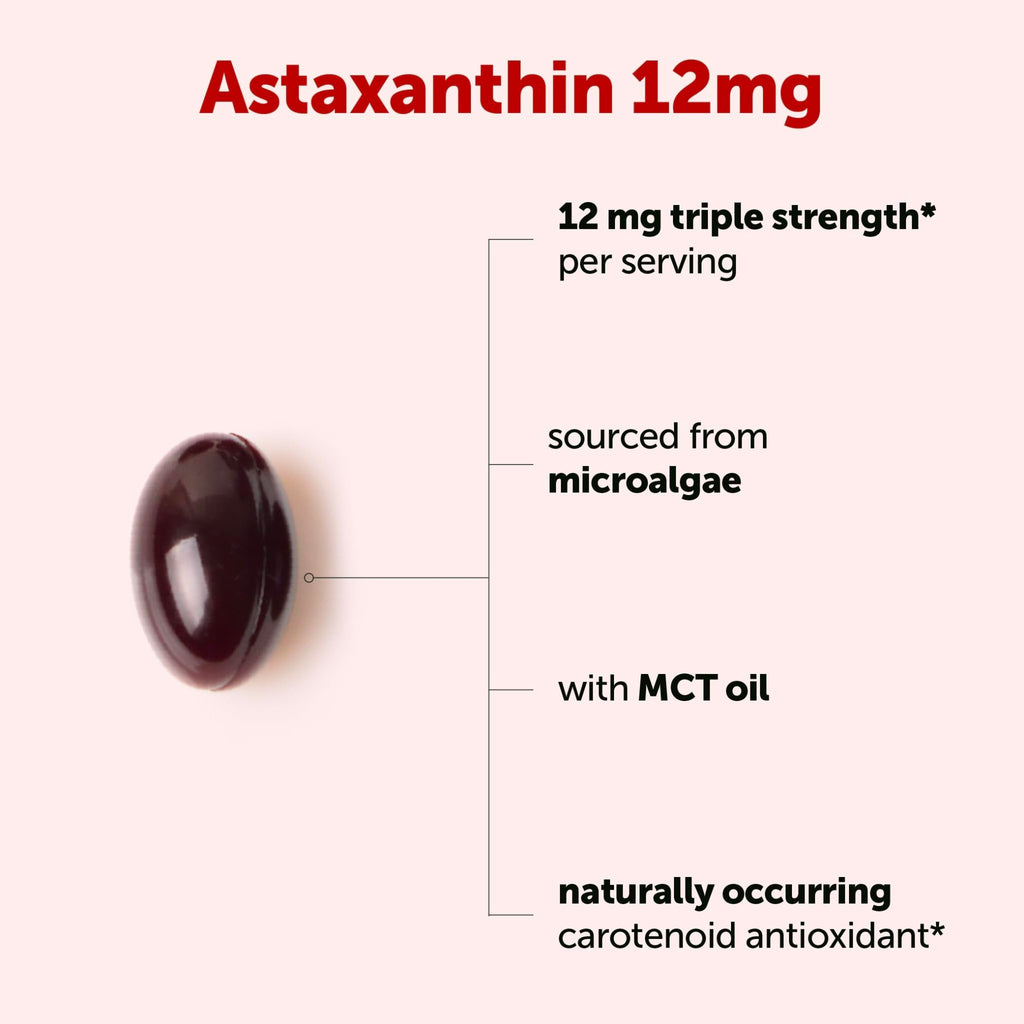 Micro Ingredients Astaxanthin 12mg with MCT Oil, 120 Softgels, 4 Month Supply | Premium Astaxanthin Antioxidant Supplements* | Fresh Microalgae Source - FENGGESTORE20