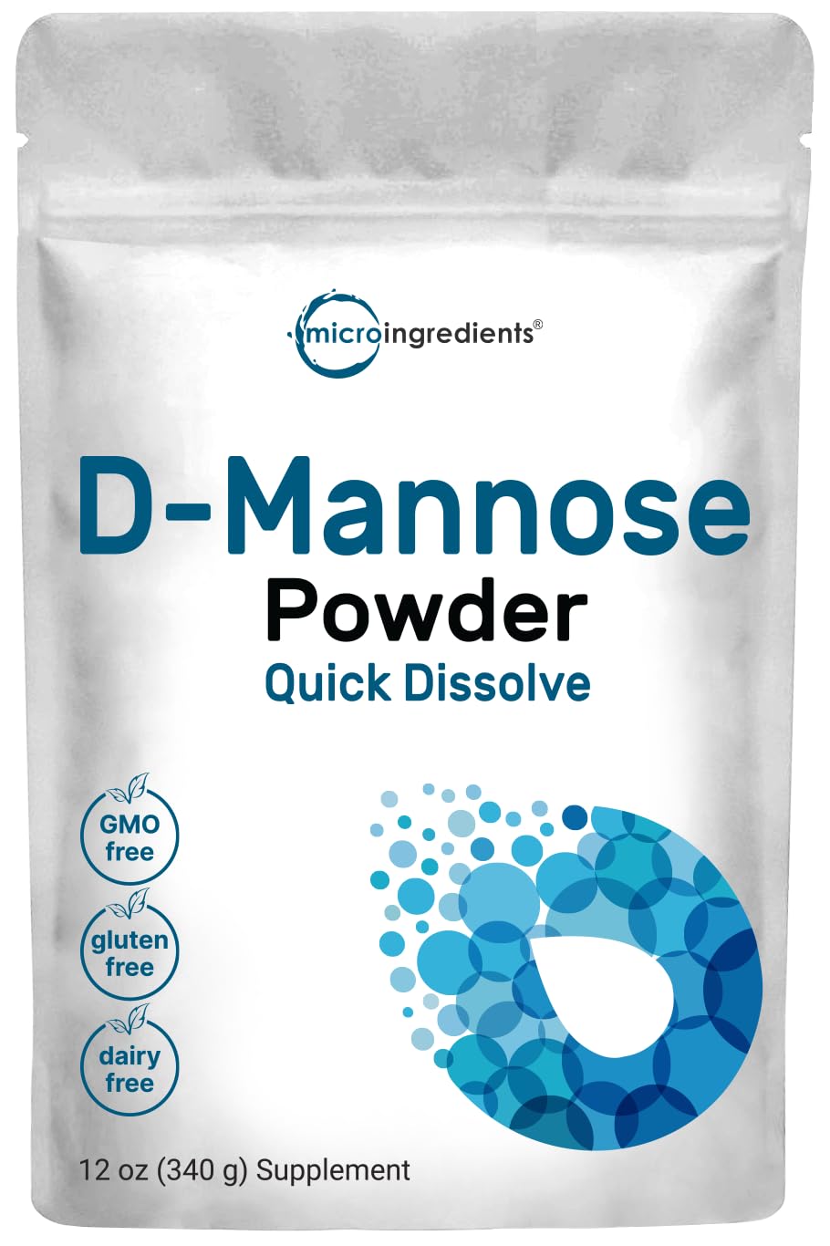 Micro Ingredients D Mannose Powder, Pure Mannose Supplement, Quick Water Soluble, Support Urinary Tract Cleanse & Bladder Health, Premium Mannose - FENGGESTORE20