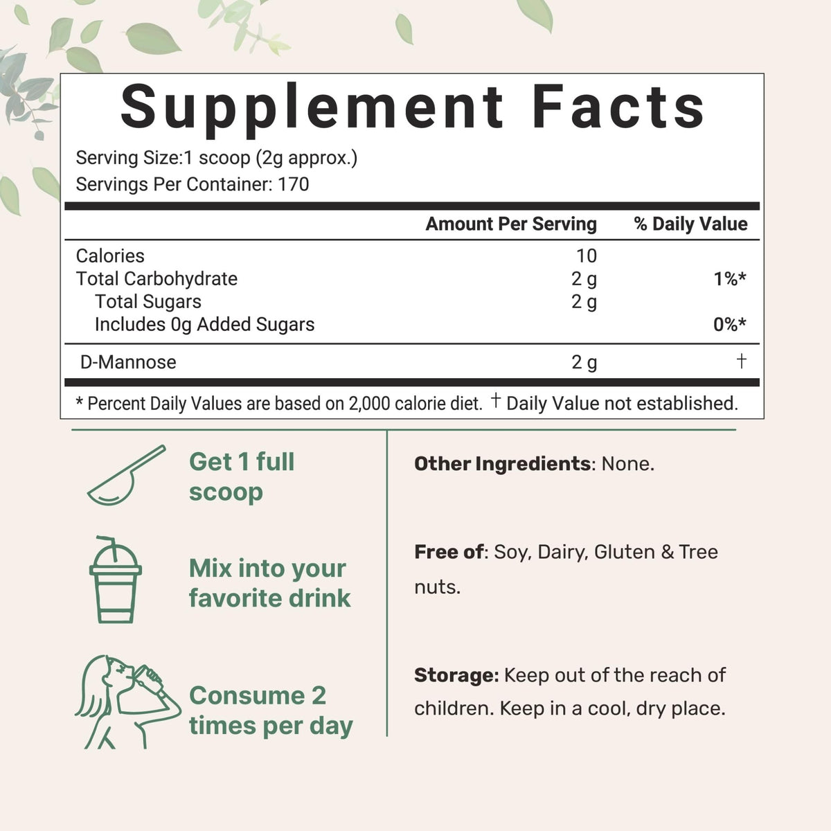 Micro Ingredients D Mannose Powder, Pure Mannose Supplement, Quick Water Soluble, Support Urinary Tract Cleanse & Bladder Health, Premium Mannose - FENGGESTORE20