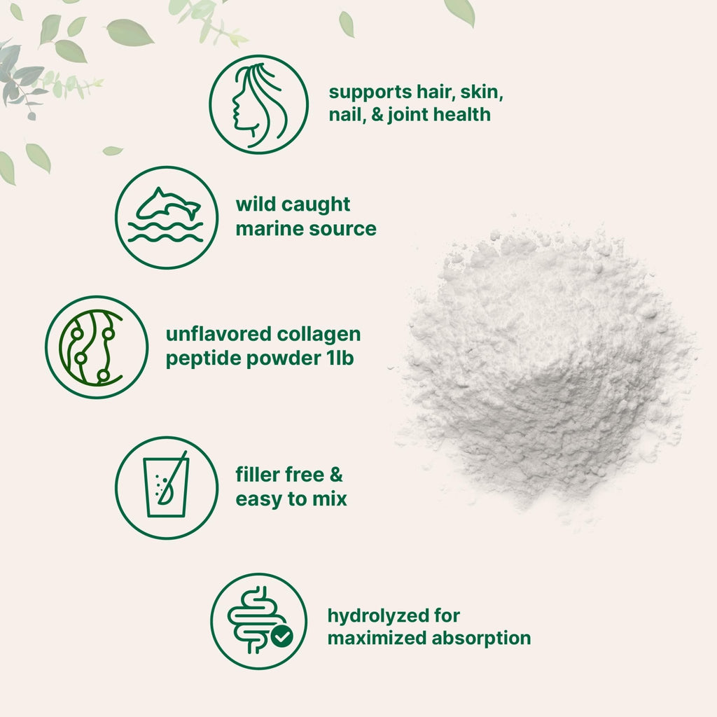 Micro Ingredients Marine Collagen Peptides Powder, 1 lb | Type I Marine Collagen + Natural Protein | Wild-Caught Fish Source - FENGGESTORE20