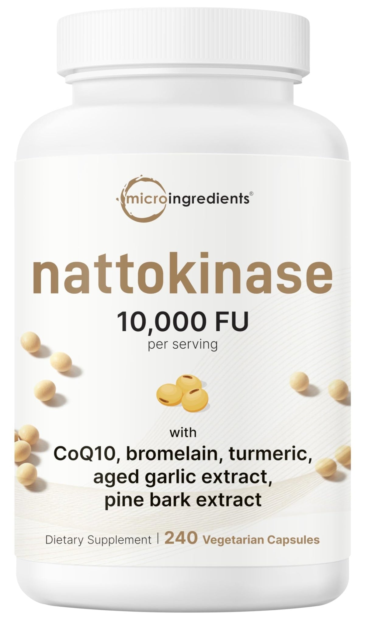 Micro Ingredients Nattokinase 10,000 FU Per Serving (Natural Natto Extract), 240 Vegetarian Capsules | with CoQ10, Turmeric, Aged Garlic & Pine Bark Extract - FENGGESTORE20