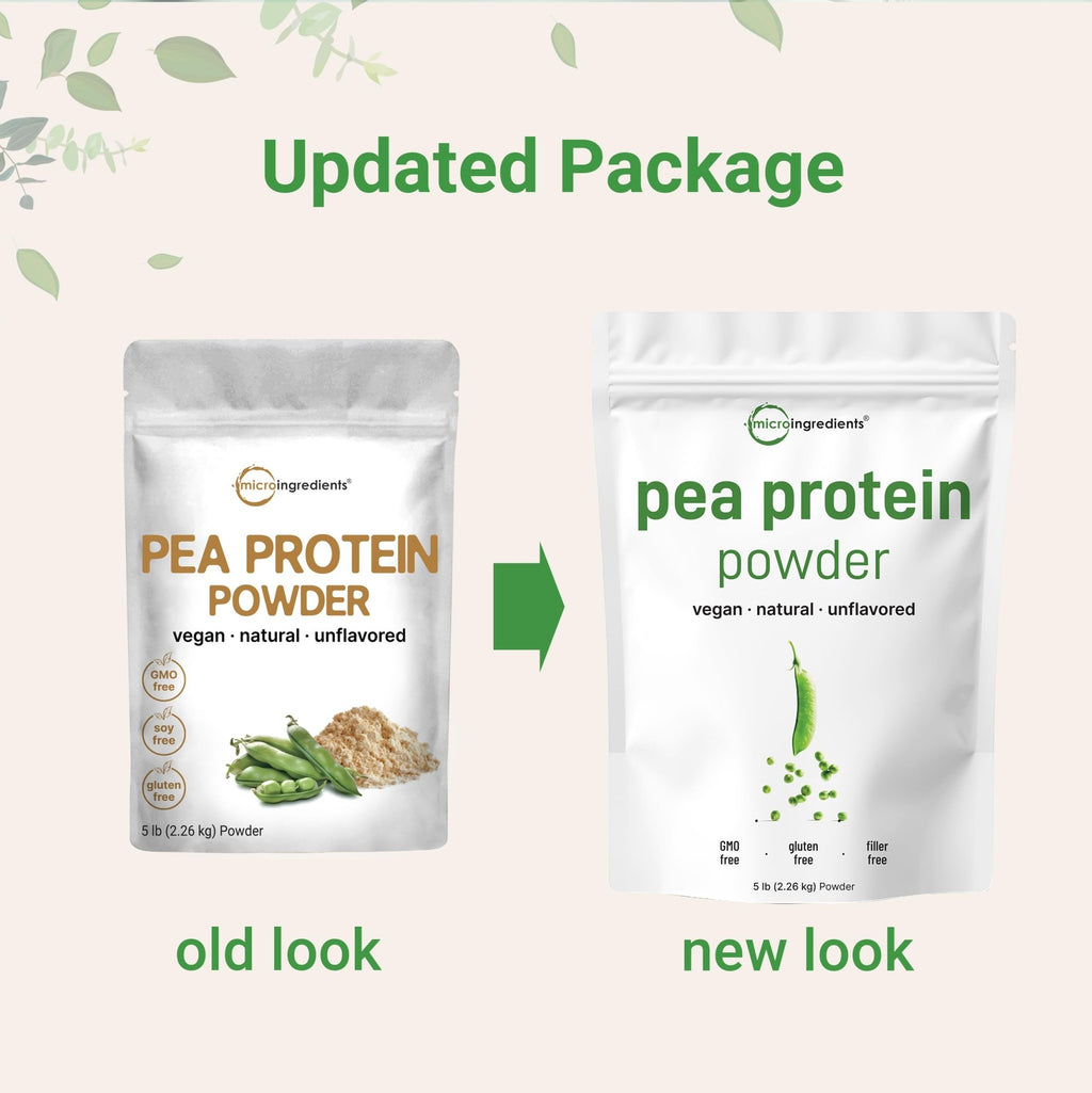Micro Ingredients North American Grown, Pea Protein Powder, 5 Pounds | Plant Based, Unflavored | Complete Vegan Protein Source with BCAAs & EAAs – 27g Serving | Non-GMO, Keto Friendly - FENGGESTORE20