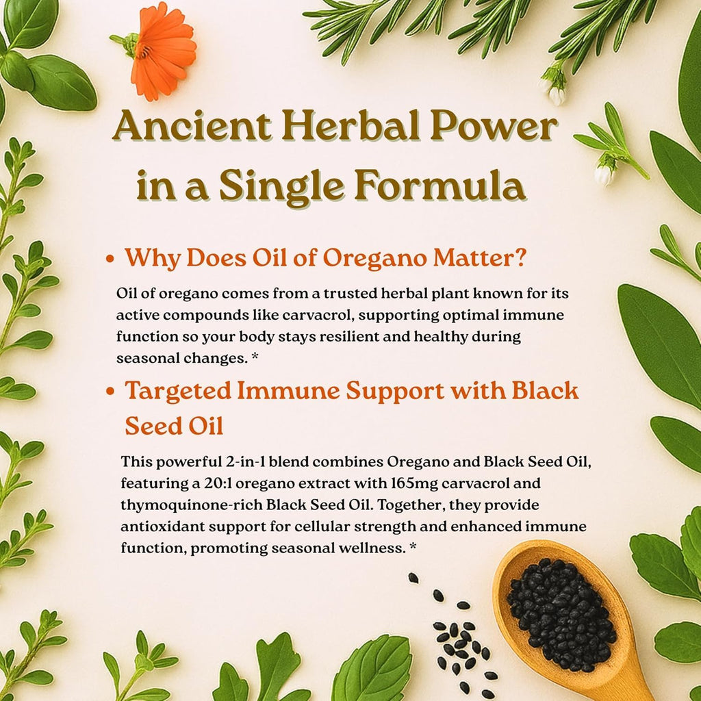 Micro Ingredients Oil of Oregano Softgels, 300 Count | 2 in 1 Formulated | 4X Strength Carvacrol & Thymoquinone | Plant Based, Non-GMO - FENGGESTORE20