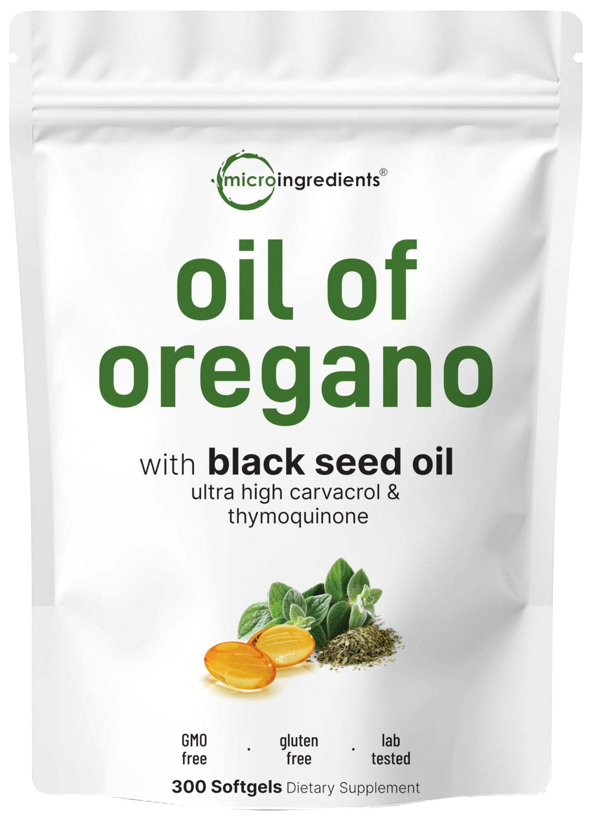 Micro Ingredients Oil of Oregano Softgels, 300 Count | 2 in 1 Formulated | 4X Strength Carvacrol & Thymoquinone | Plant Based, Non-GMO - FENGGESTORE20