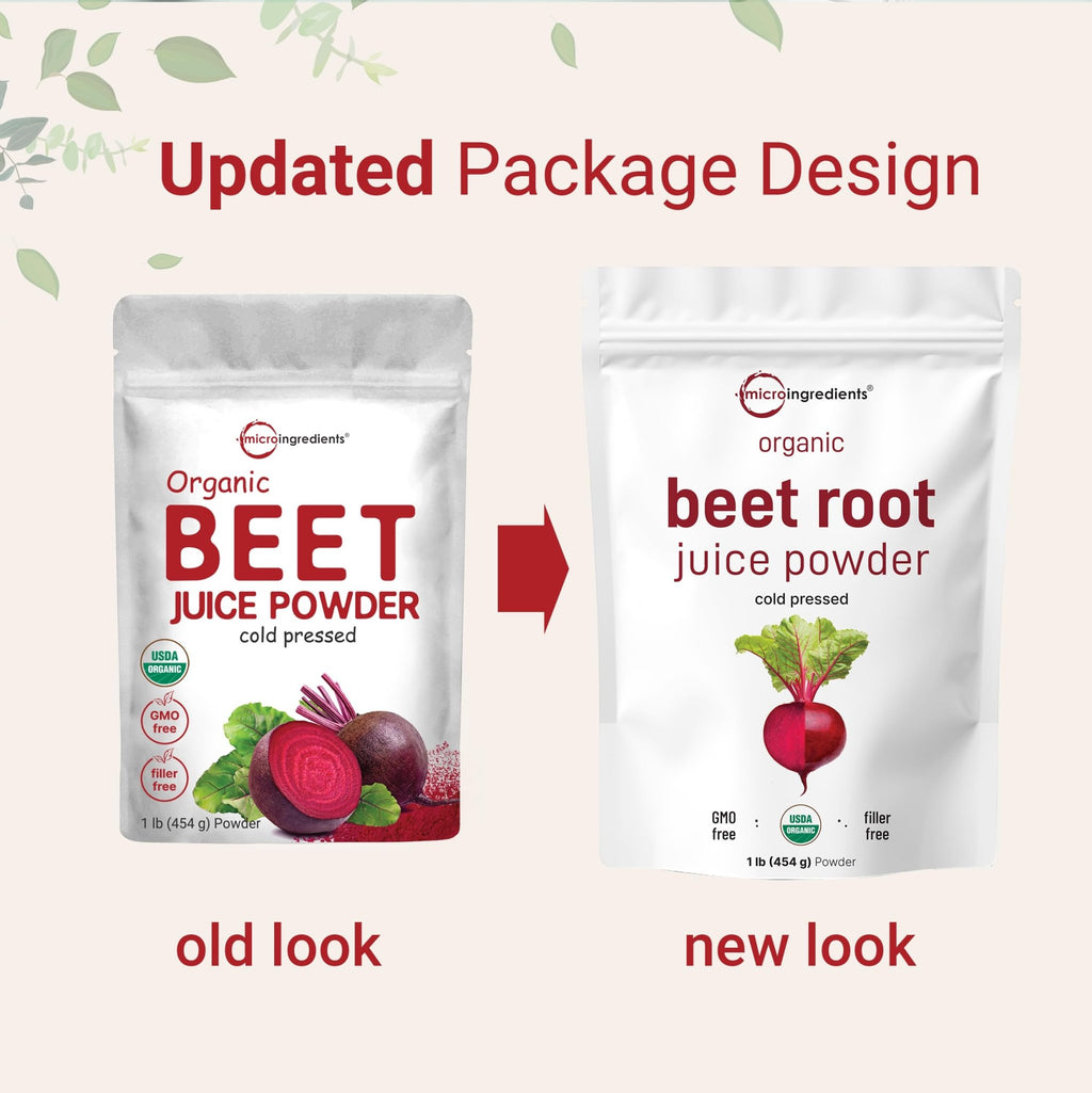 Micro Ingredients Organic Beet Root Juice Powder, 1 Pound | Cold Pressed, Water Soluble, High Concentrated Raw Beet Supplement | Superfood Drink Mix - FENGGESTORE20