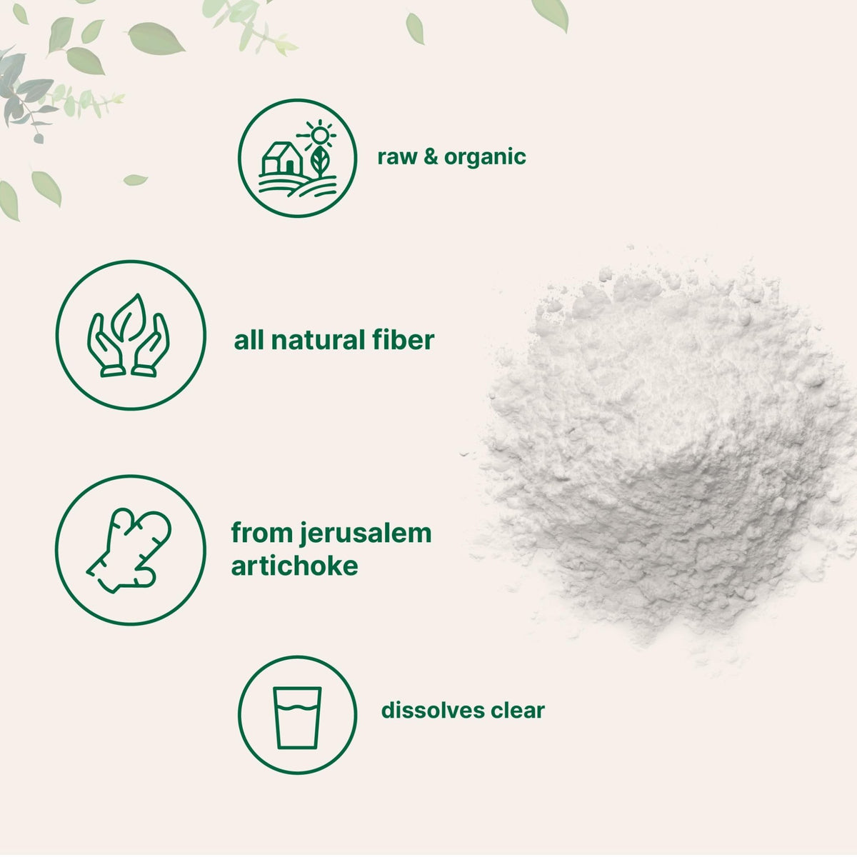 Micro Ingredients Organic Inulin FOS Fiber Powder, 2.2 lbs | Quick Water-Soluble Prebiotic | Natural Fiber for Smoothies & Drinks | Vegan Friendly, Dissolves Clear - FENGGESTORE20