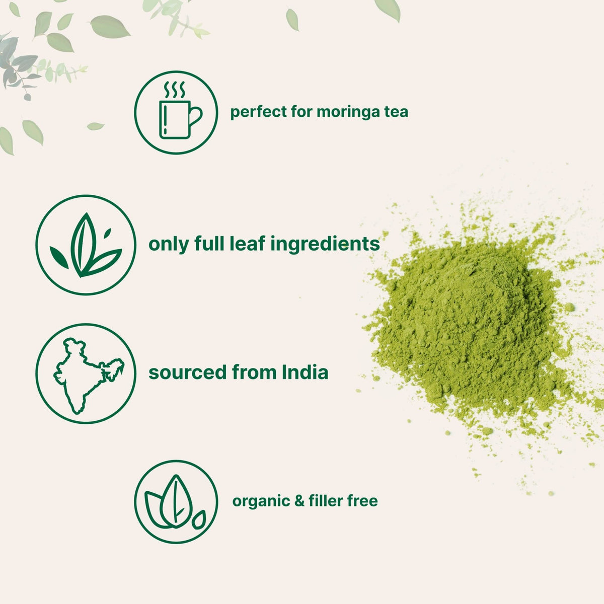 Micro Ingredients Organic Moringa Oleifera Leaf Powder, 2 Pound | Rich in Antioxidants & Immune Vitamins | Pure Leaves Without Stems | - FENGGESTORE20