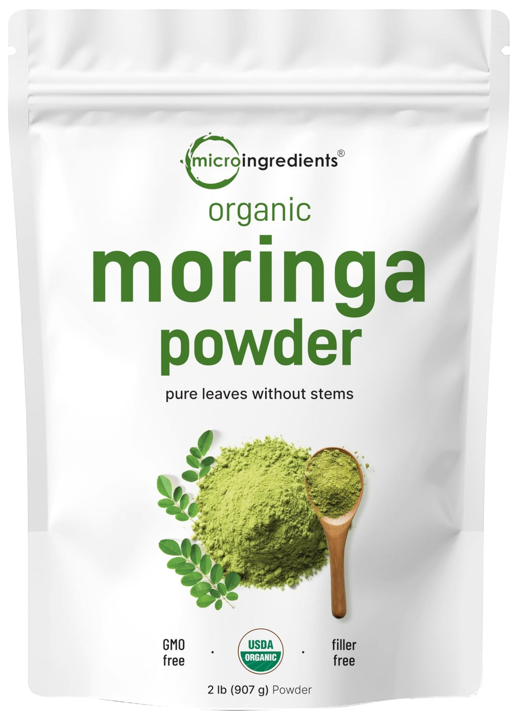 Micro Ingredients Organic Moringa Oleifera Leaf Powder, 2 Pound | Rich in Antioxidants & Immune Vitamins | Pure Leaves Without Stems | - FENGGESTORE20