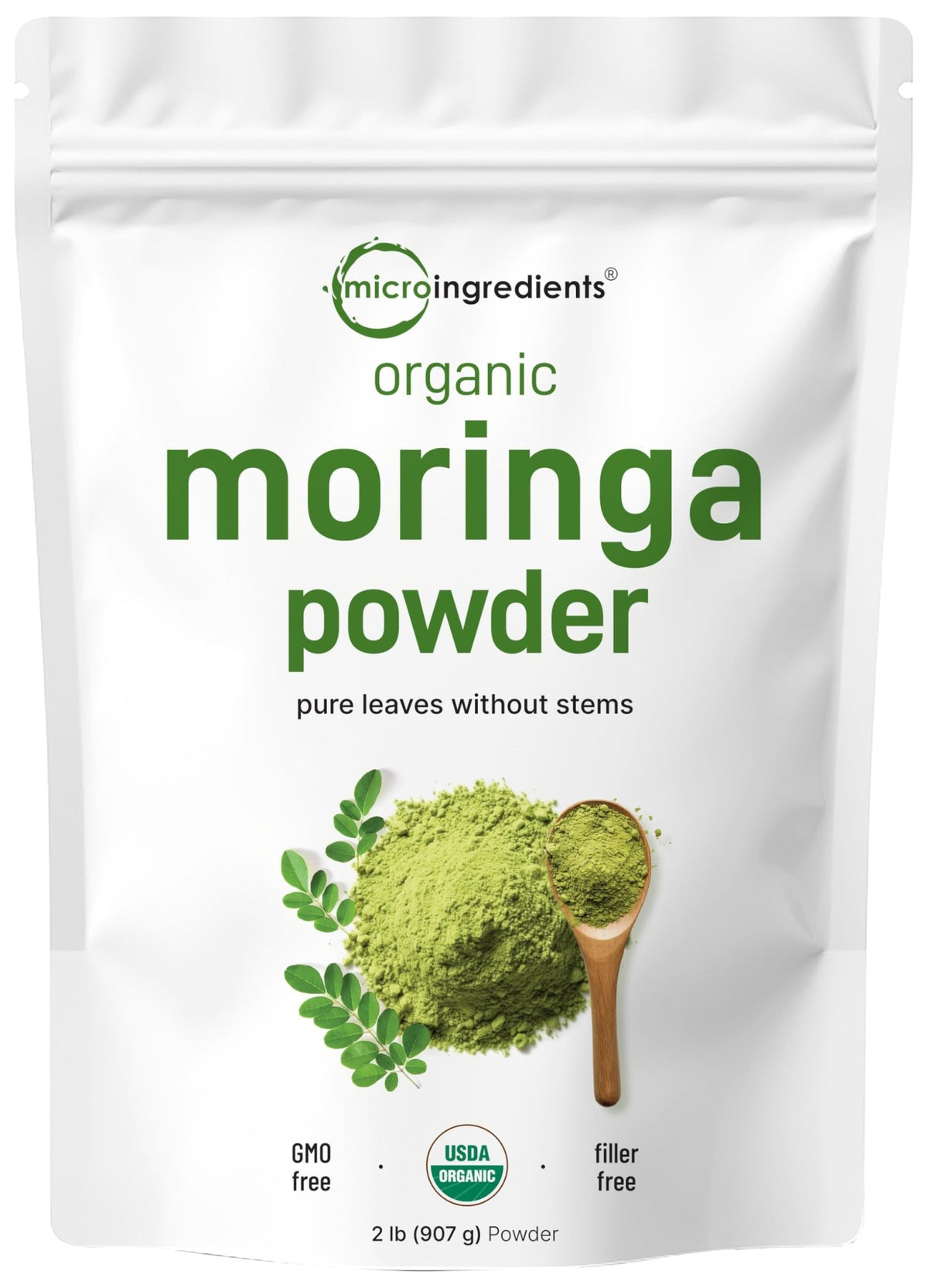 Micro Ingredients Organic Moringa Oleifera Leaf Powder, 2 Pound | Rich in Antioxidants & Immune Vitamins | Pure Leaves Without Stems | - FENGGESTORE20