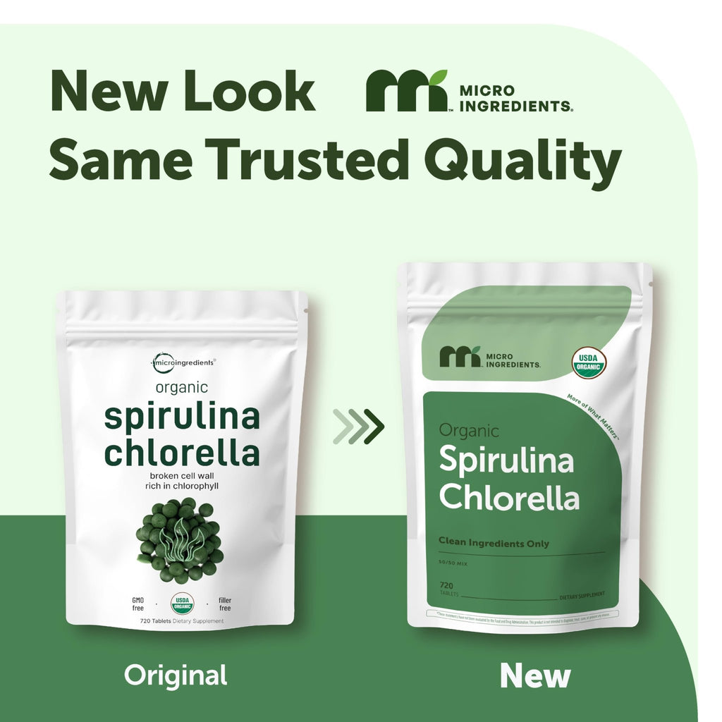 Micro Ingredients Organic Spirulina Chlorella Tablets, 720 Count | 4 Month Supply | 50/50 Algae Blend | Broken Cell Wall | Non-GMO, Filler Free - FENGGESTORE20