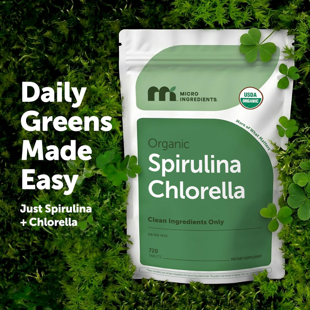 Micro Ingredients Organic Spirulina Chlorella Tablets, 720 Count | 4 Month Supply | 50/50 Algae Blend | Broken Cell Wall | Non-GMO, Filler Free - FENGGESTORE20