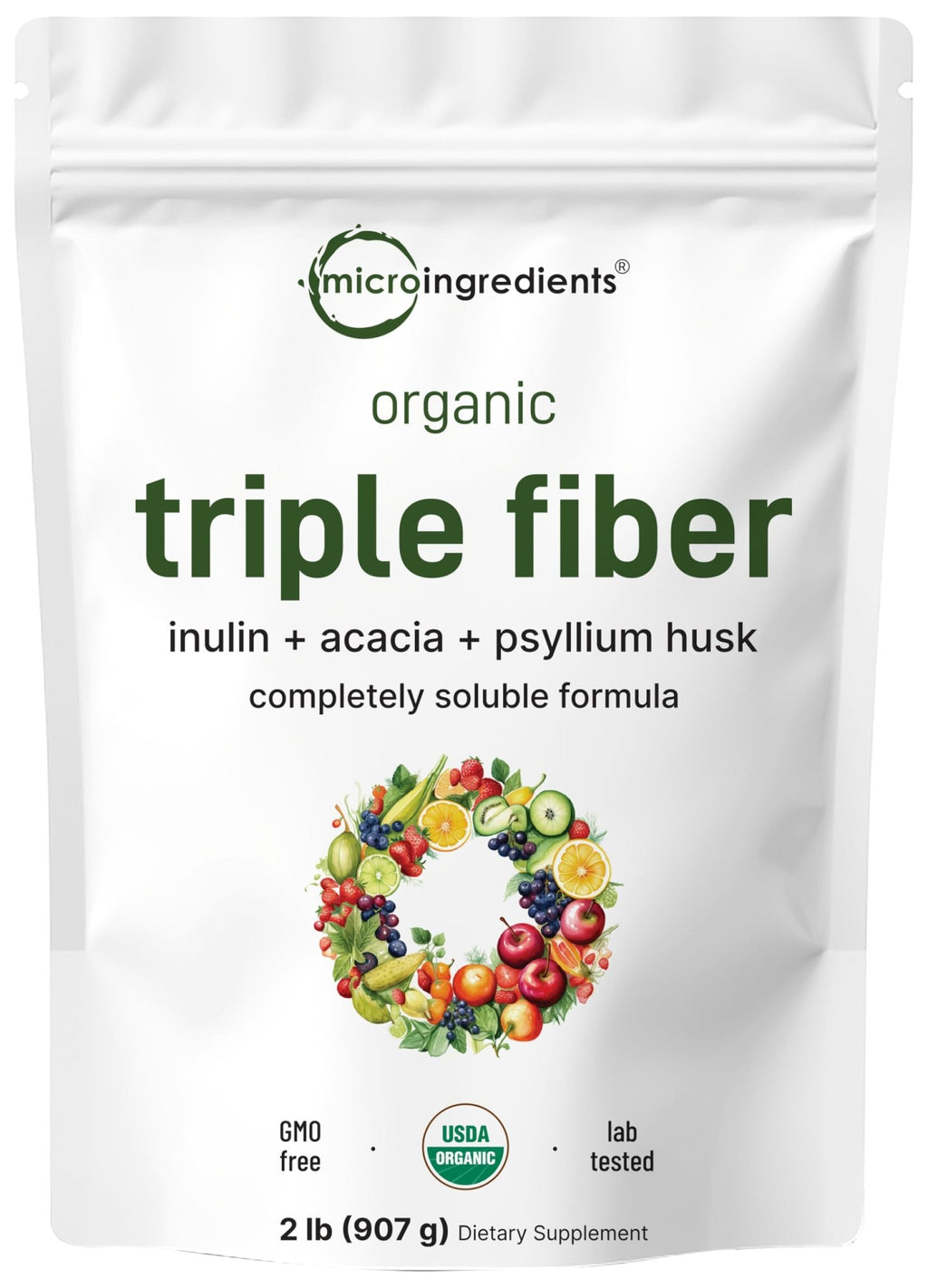 Micro Ingredients Organic Triple Fiber Powder, 2lb | Natural Prebiotic to Support Digestive & Gut Health - FENGGESTORE20