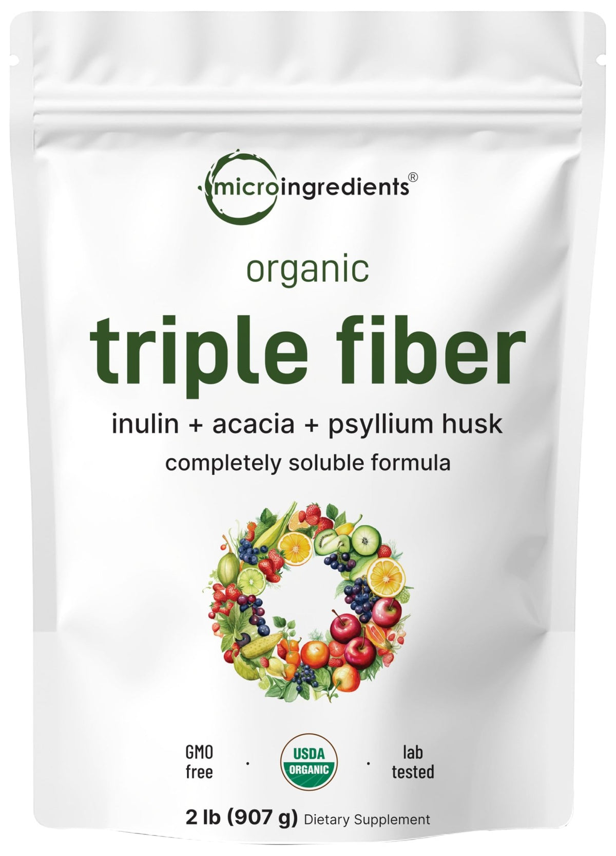 Micro Ingredients Organic Triple Fiber Powder, 2lb | Natural Prebiotic to Support Digestive & Gut Health - FENGGESTORE20