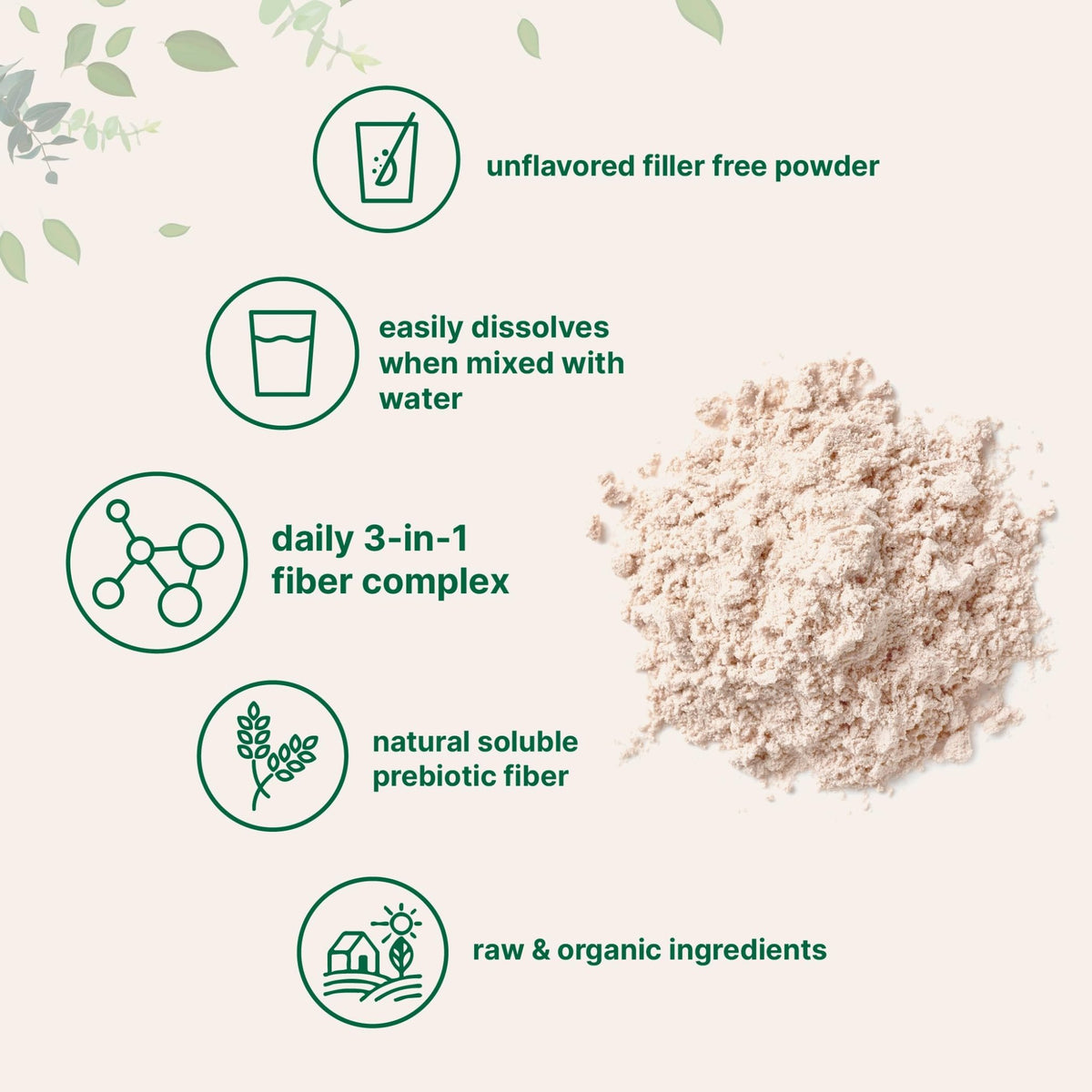 Micro Ingredients Organic Triple Fiber Powder, 2lb | Natural Prebiotic to Support Digestive & Gut Health - FENGGESTORE20