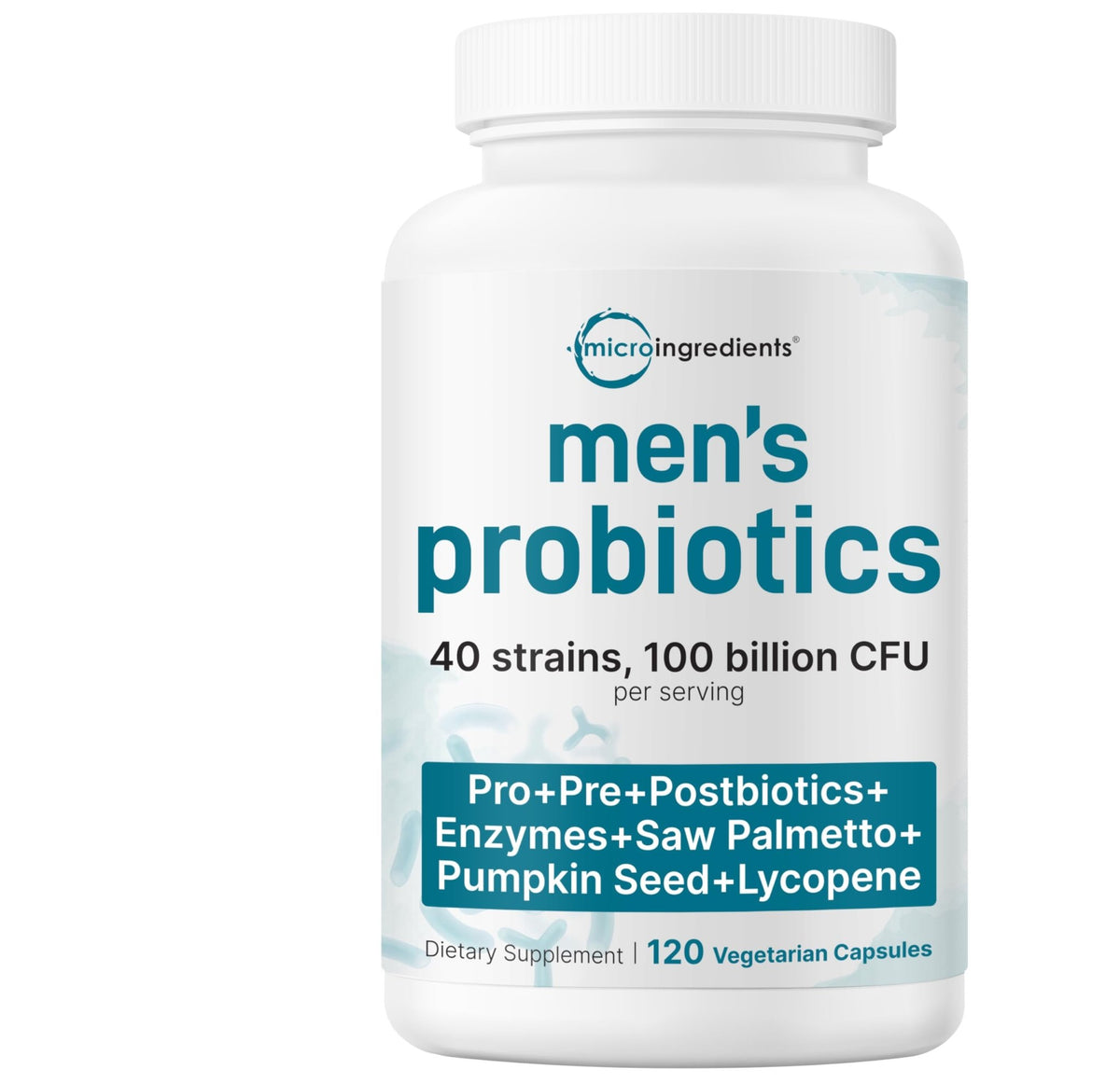 Micro Ingredients Probiotics for Men 100 Billion CFU, 40 Strains, 120 Vegetarian Capsules | Pre, Probiotics, Postbiotics & Enzymes | Pre, Probiotics, Enzymes, Saw Palmetto, Pumpkin Seed & Lycopene - FENGGESTORE20