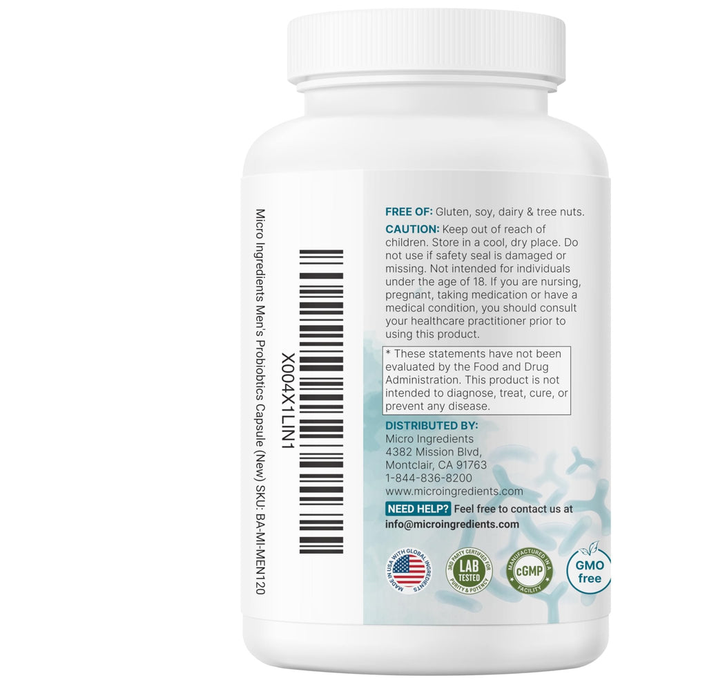 Micro Ingredients Probiotics for Men 100 Billion CFU, 40 Strains, 120 Vegetarian Capsules | Pre, Probiotics, Postbiotics & Enzymes | Pre, Probiotics, Enzymes, Saw Palmetto, Pumpkin Seed & Lycopene - FENGGESTORE20