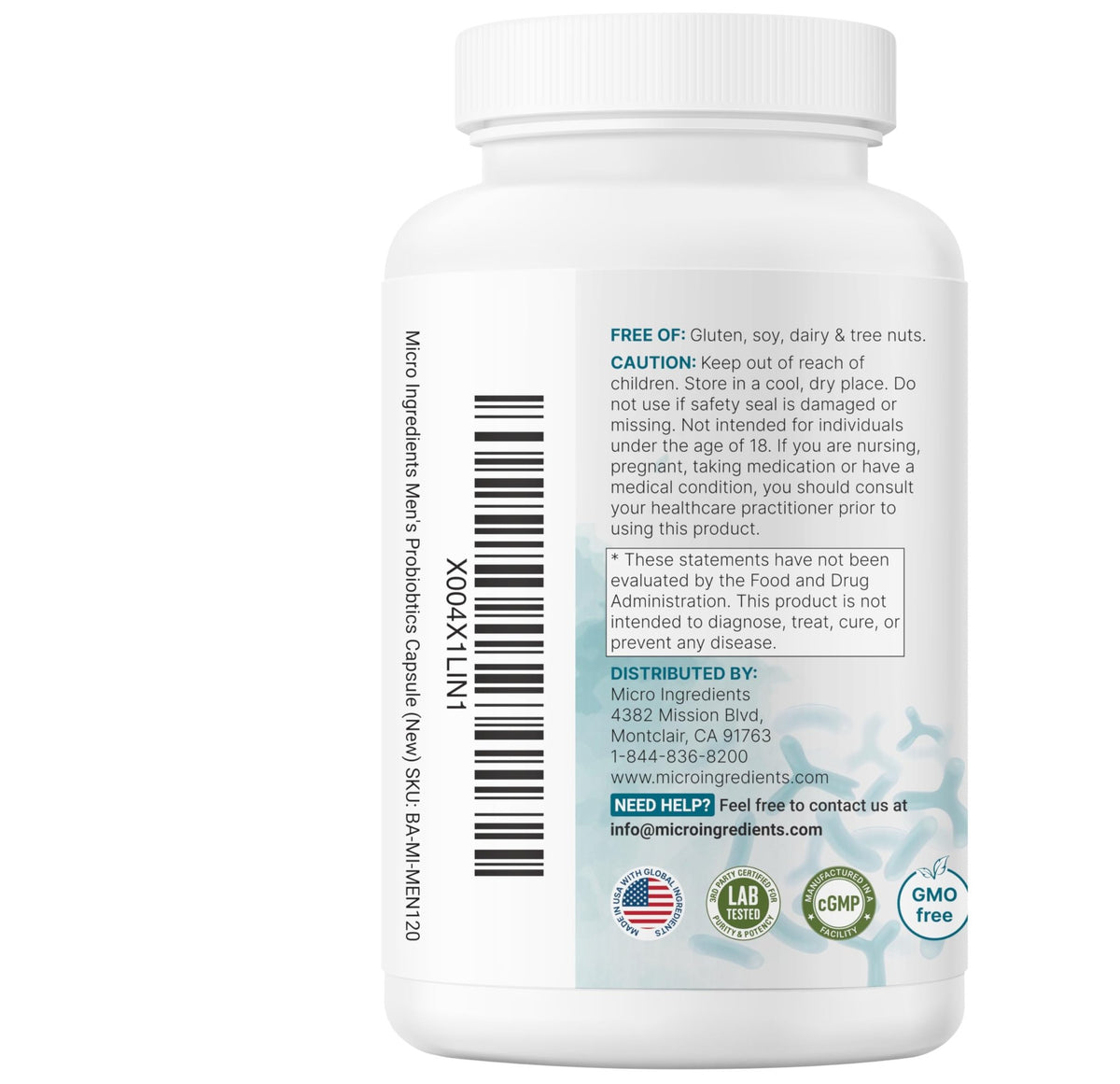 Micro Ingredients Probiotics for Men 100 Billion CFU, 40 Strains, 120 Vegetarian Capsules | Pre, Probiotics, Postbiotics & Enzymes | Pre, Probiotics, Enzymes, Saw Palmetto, Pumpkin Seed & Lycopene - FENGGESTORE20