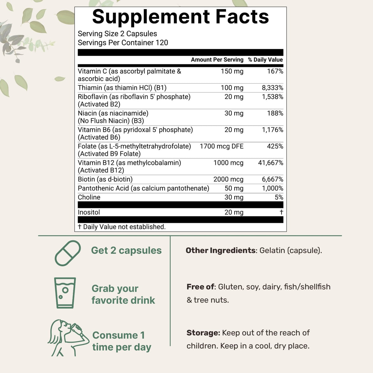 Micro Ingredients Pure Methylated B Complex, 240 Capsules | 11-in-1 Formula with Methylfolate, B12, Thiamin, Inositol, Choline, & Fat Soluble Vitamin C - FENGGESTORE20