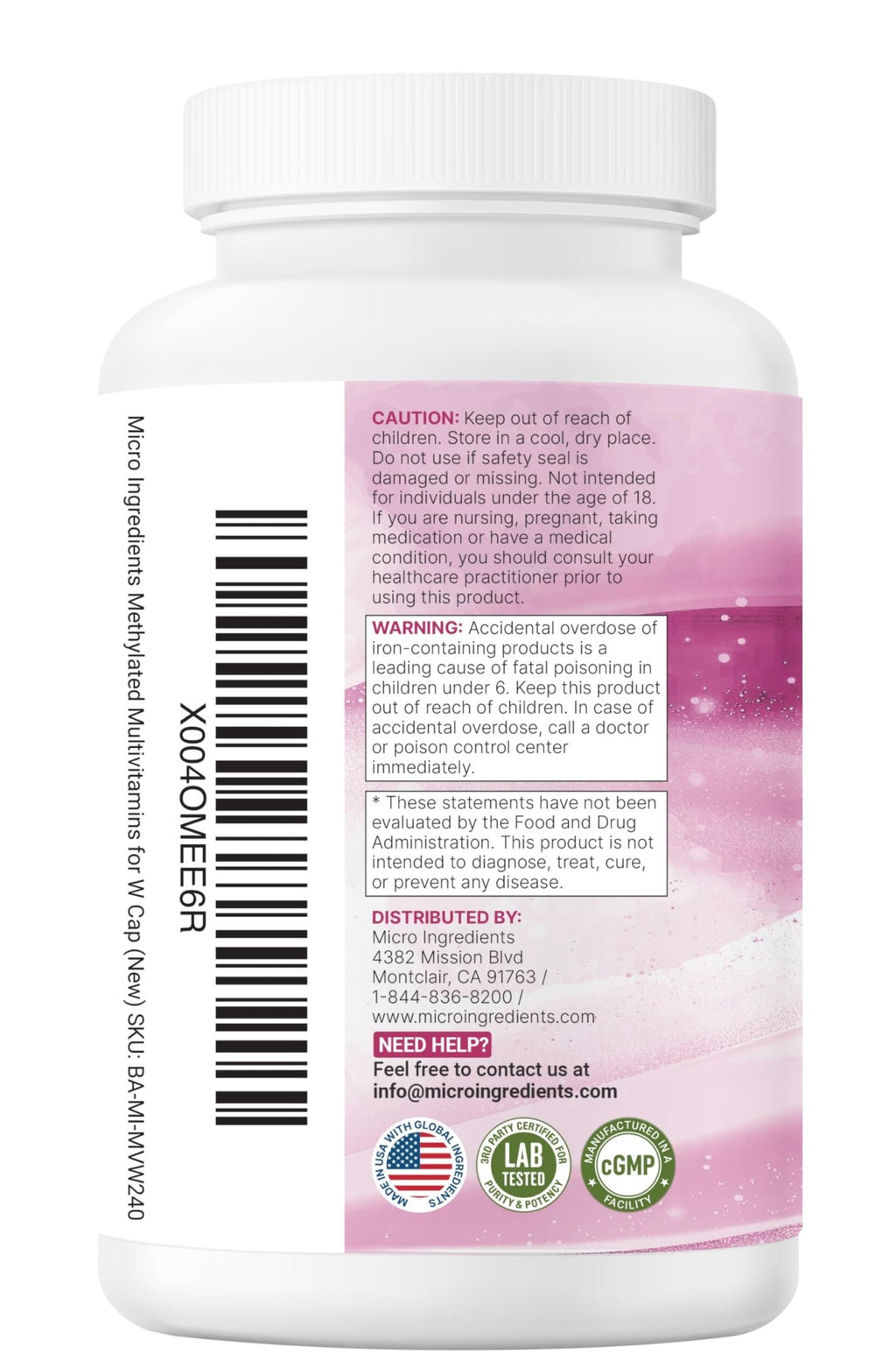 Micro Ingredients Pure Methylated Multivitamin for Women, 240 Capsules | 32-in-1 Formula with Vitamin B, C, D + Iron, Methylfolate & More - FENGGESTORE20