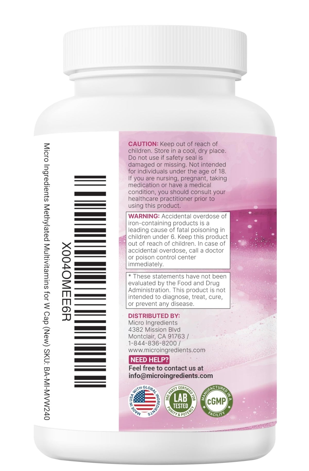 Micro Ingredients Pure Methylated Multivitamin for Women, 240 Capsules | 32-in-1 Formula with Vitamin B, C, D + Iron, Methylfolate & More - FENGGESTORE20