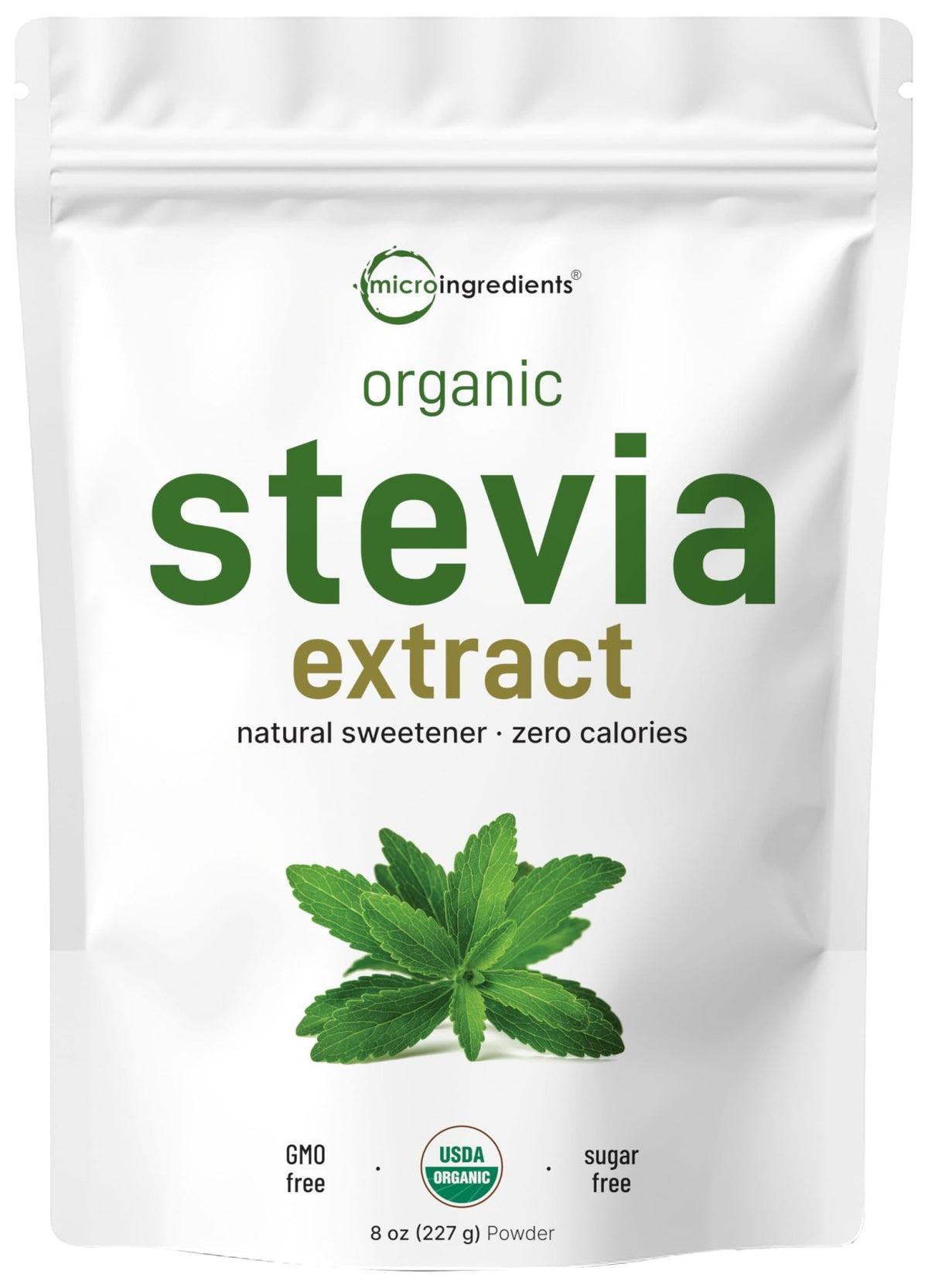 Micro Ingredients Pure Organic Stevia Powder, 8 Ounces, 1418 Serving, Highest Grade Stevia Green Leaf Extract Reb-A, Reduced Bitter Aftertaste, 0 Calorie, Natural Sweetener - FENGGESTORE20