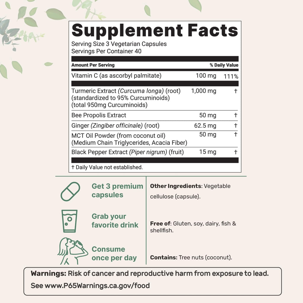 Micro Ingredients Pure Turmeric Curcumin Supplement 1,000mg – 95% Curcuminoids with Black Pepper & Ginger – High Absorption for Joint & Antioxidant Support - FENGGESTORE20