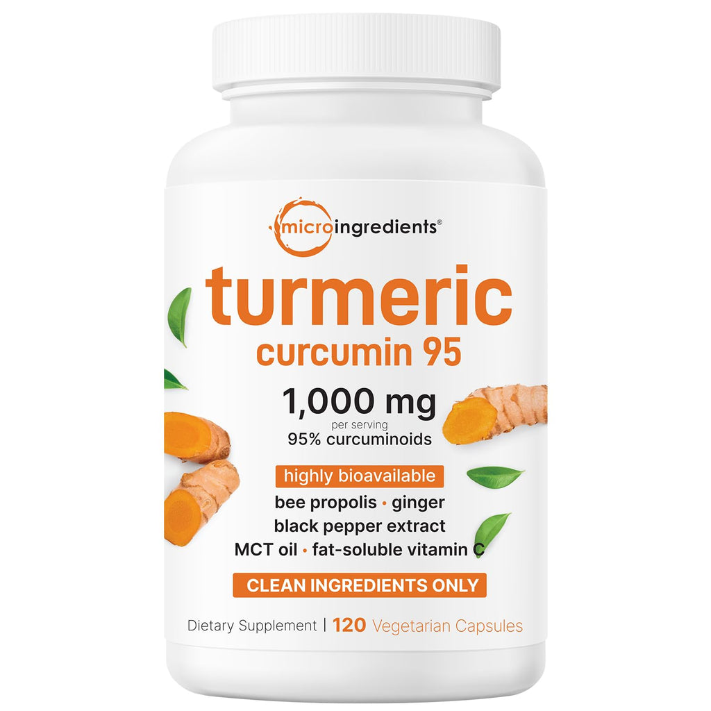Micro Ingredients Pure Turmeric Curcumin Supplement 1,000mg – 95% Curcuminoids with Black Pepper & Ginger – High Absorption for Joint & Antioxidant Support - FENGGESTORE20
