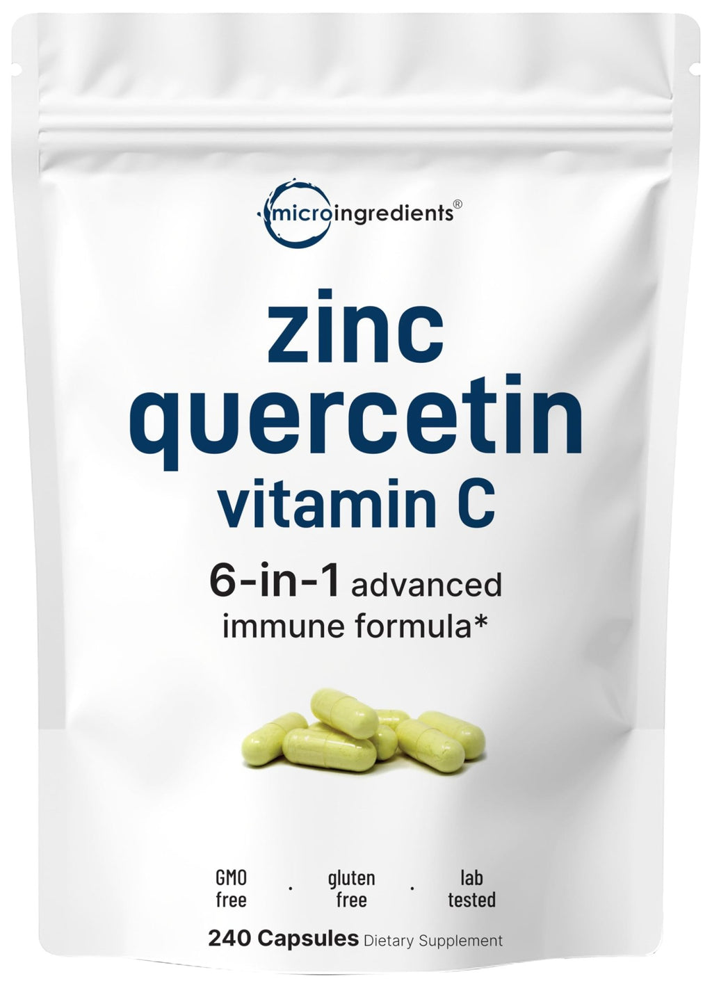 Micro Ingredients Quercetin with Vitamin C and Zinc, 240 Capsules | Quercetin 500mg, Vitamin C 500mg, Zinc 50mg (Picolinate, Citrate, Glycinate, Gluconate) - FENGGESTORE20
