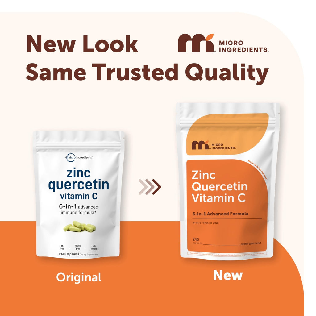 Micro Ingredients Quercetin with Vitamin C and Zinc, 240 Capsules | Quercetin 500mg, Vitamin C 500mg, Zinc 50mg (Picolinate, Citrate, Glycinate, Gluconate) - FENGGESTORE20