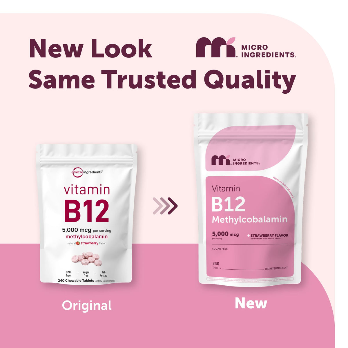 Micro Ingredients Vitamin B12 5,000 mcg | Methylcobalamin – 240 Chewable Tablets | Fast Dissolve, Natural Strawberry Flavor - FENGGESTORE20