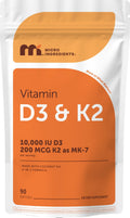 Micro Ingredients Vitamin D3 10,000 IU + K2 MK-7 200 mcg Per Serving, 90 Softgels | Extra Strength* 2-in-1 D3 K2 Supplement - FENGGESTORE20