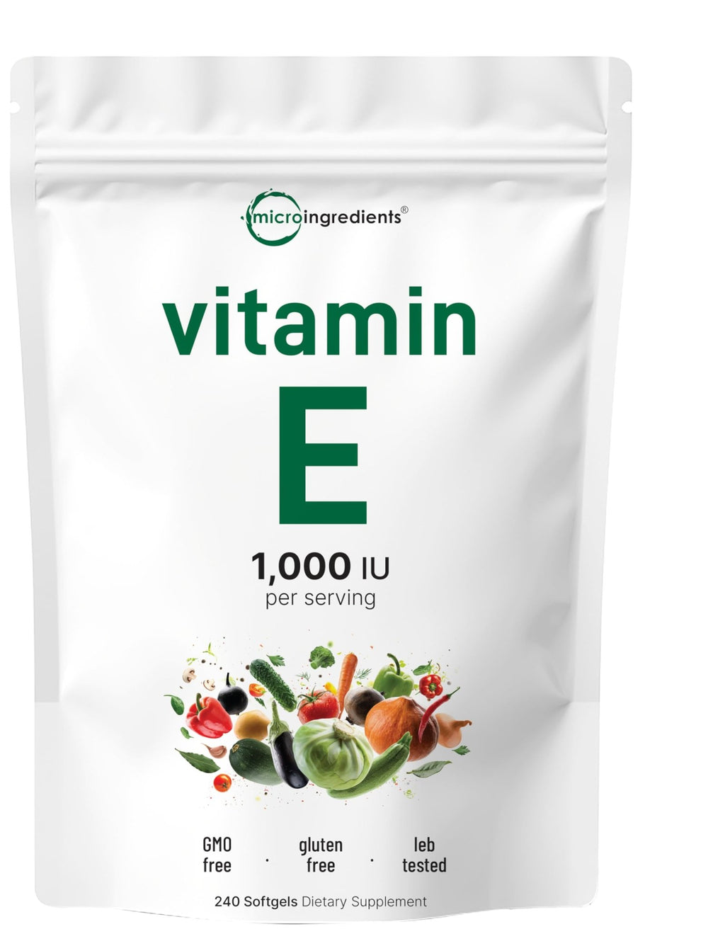 Micro Ingredients Vitamin E 1000 IU, 240 Softgels | Pure Vitamin E Oil Pills | Antioxidant Supplements for Skin and Face | Non-GMO, Gluten Free - FENGGESTORE20