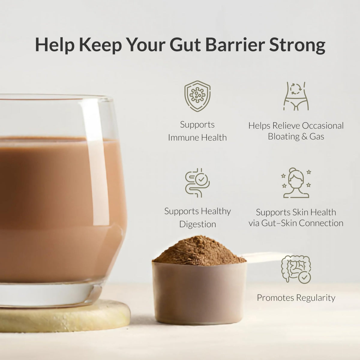 Microbiome Breakthrough Gut Support Powder Chocolate Flavor With Lactobacillus Strains, Bone Broth & Collagen Source of L-Glutamine Supports Digestive Comfort, Gas & Bloating Relief 30 Servings* - FENGGESTORE20