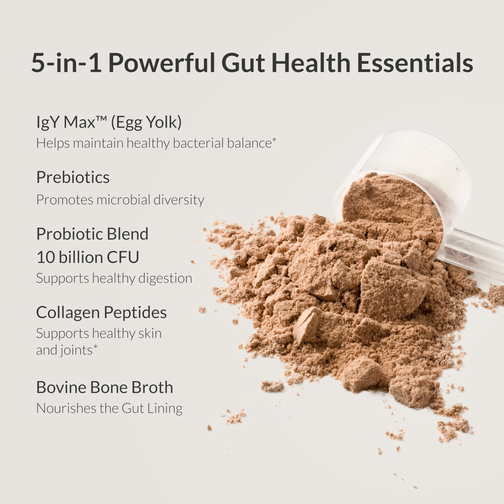 Microbiome Breakthrough Gut Support Powder Chocolate Flavor With Lactobacillus Strains, Bone Broth & Collagen Source of L-Glutamine Supports Digestive Comfort, Gas & Bloating Relief 30 Servings* - FENGGESTORE20