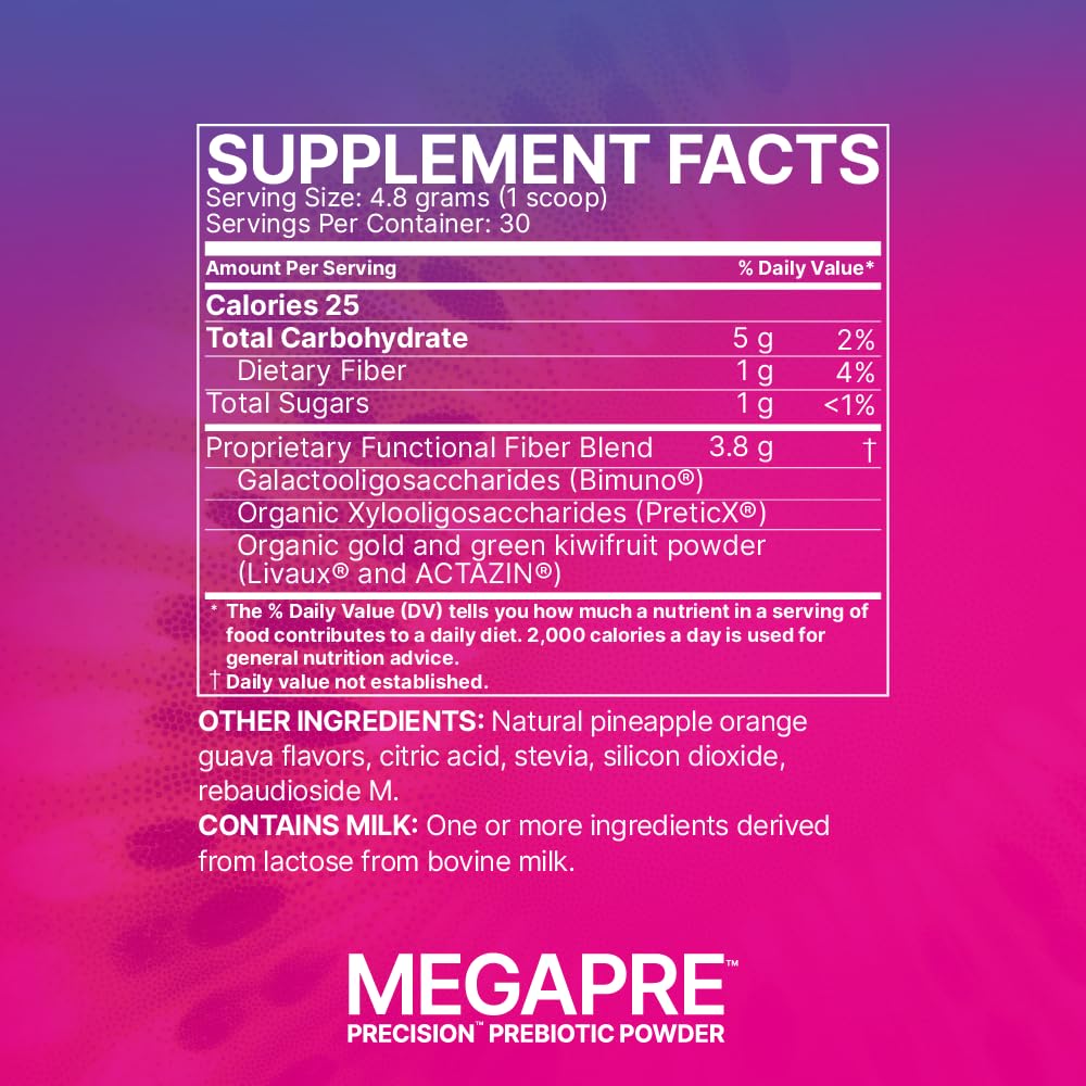 Microbiome Labs MegaPre Prebiotic Fiber Powder for Women, Men & Kids - Pineapple Orange Guava Prebiotic Fiber Supplement Powder with Clinically Tested Oligosaccharides - FENGGESTORE20