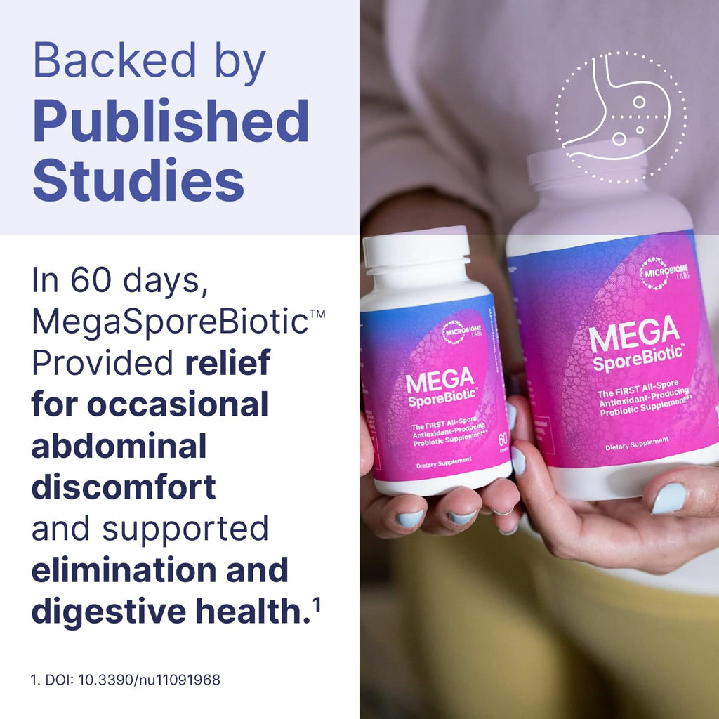 Microbiome Labs MegaSporeBiotic Probiotics for Women & Men - Spore-Based Probiotic for Gut Health & Digestive Support - Shelf-Stable, Travel-Friendly, - FENGGESTORE20
