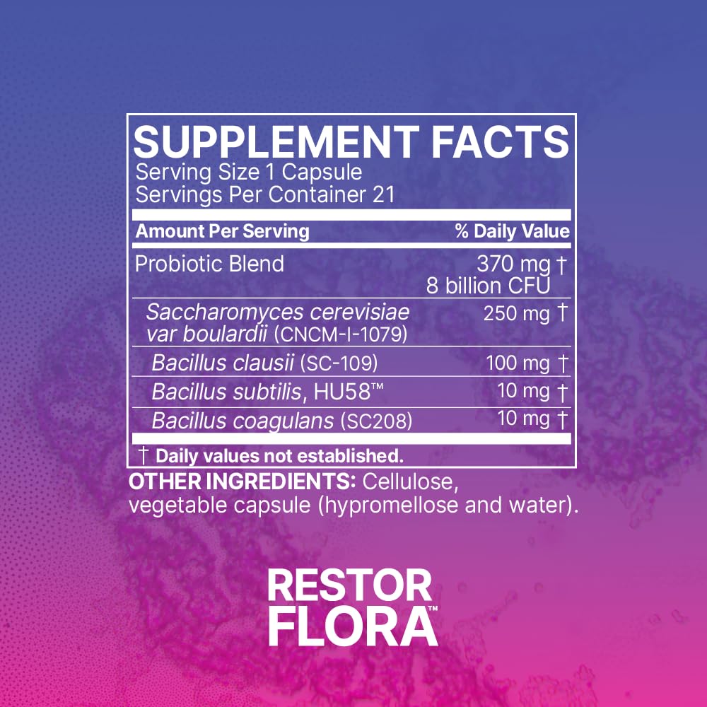 Microbiome Labs RestorFlora - Men's & Women's Probiotics for Digestive Health & Gut Reset - Spore Based Saccharomyces Boulardii Probiotics - FENGGESTORE20