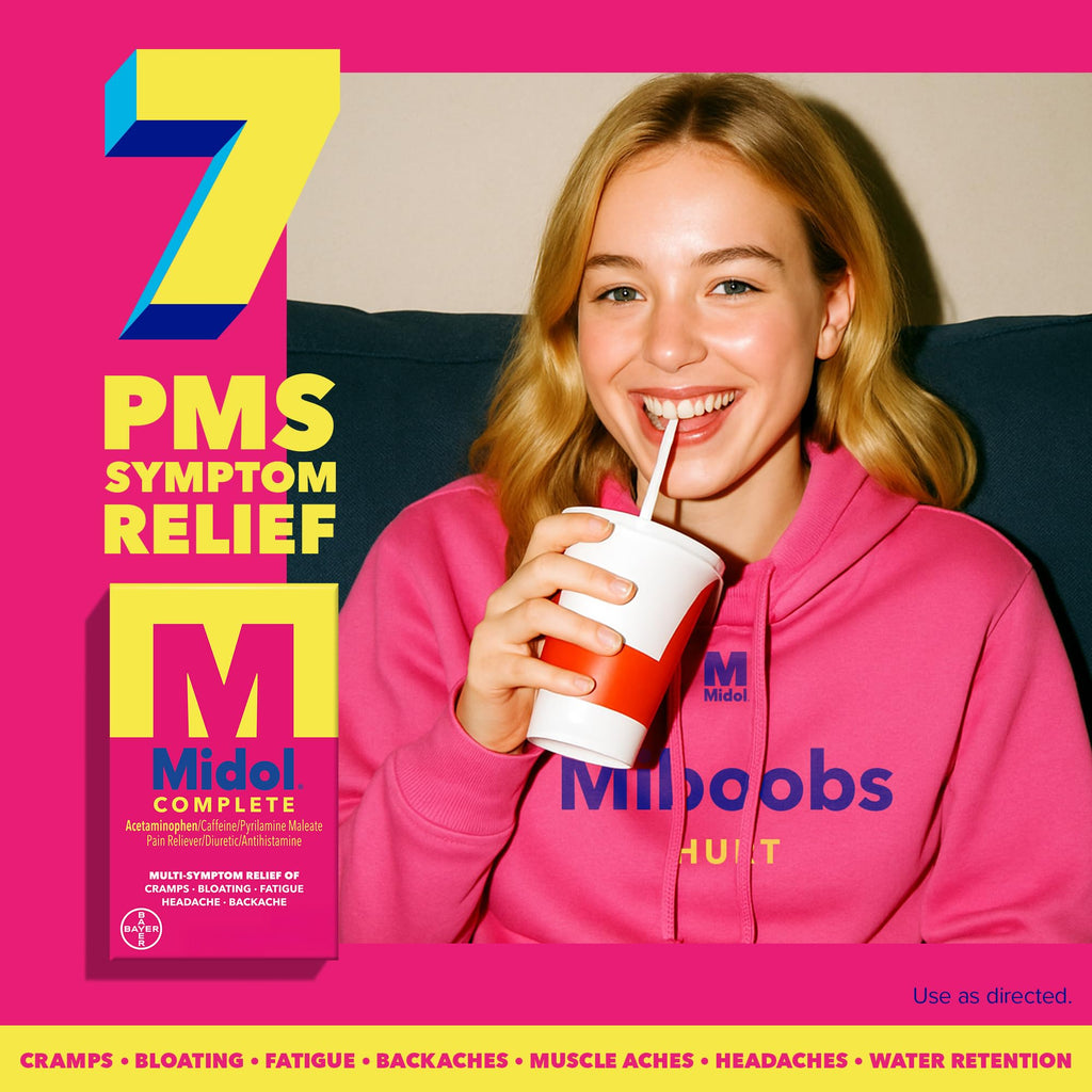 Midol Complete Menstrual Pain Relief Caplets, 40 Count - Provides Cramp, Headache, and Bloating Relief - FENGGESTORE20