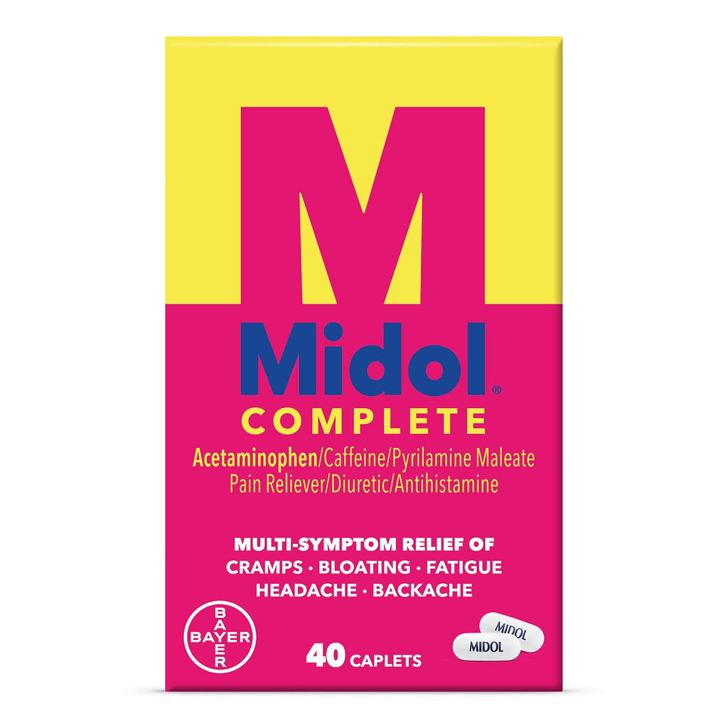 Midol Complete Menstrual Pain Relief Caplets, 40 Count - Provides Cramp, Headache, and Bloating Relief - FENGGESTORE20