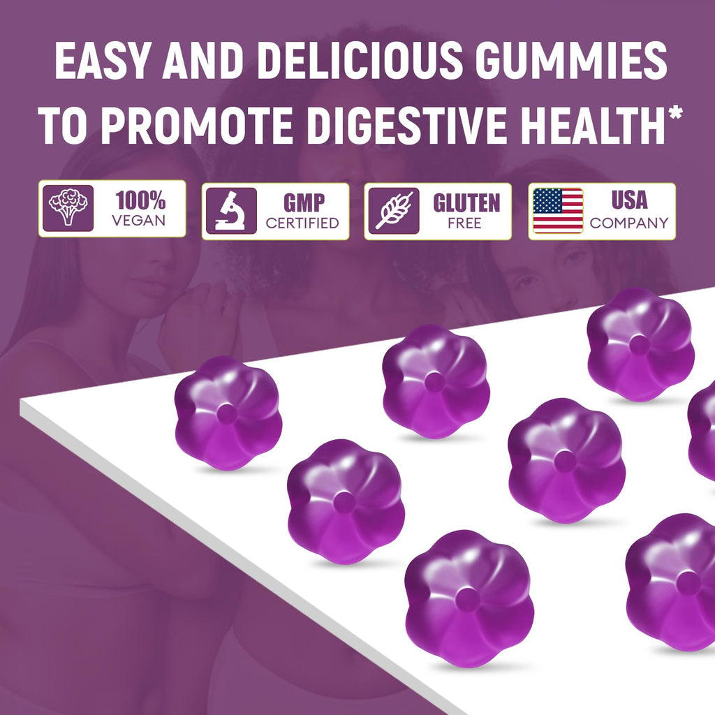 Migcopat 10G Fiber Gummies for Adults, No Sugar Added Grape Flavor, Fiber Supplement with 30 Billion CFU Probiotics Blend, ACV, Vitamin C, - FENGGESTORE20