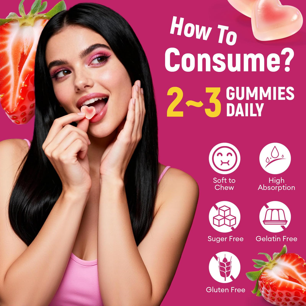 Migcopat 10G Fiber Gummies with Collagen Peptides, Hyaluronic Acid, Vitamin C, ACV, 30 Billion CFU Probiotics – Sugar Free Collagen Gummy for Skin, Hair & Nails – Digestive Health Support – 60 Cts - FENGGESTORE20