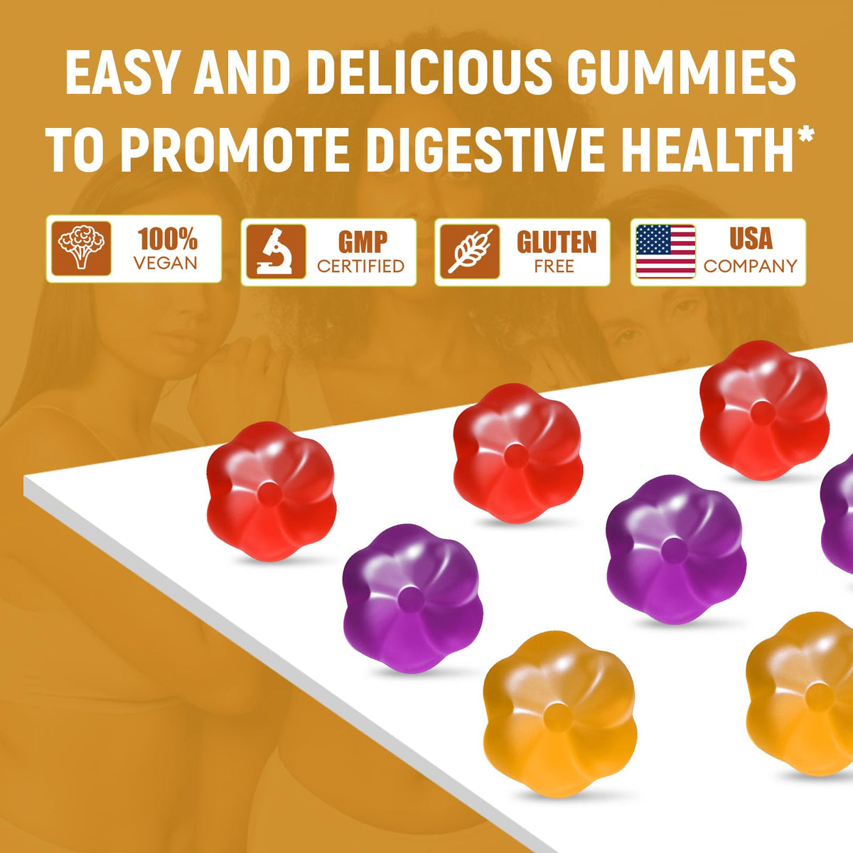 Migcopat 10G Fiber Gummies with Probiotics, Fiber Supplement with 30 Billion CFU Probiotics Blend, ACV, Vitamin C, Inulin - Support Digestive Health - FENGGESTORE20