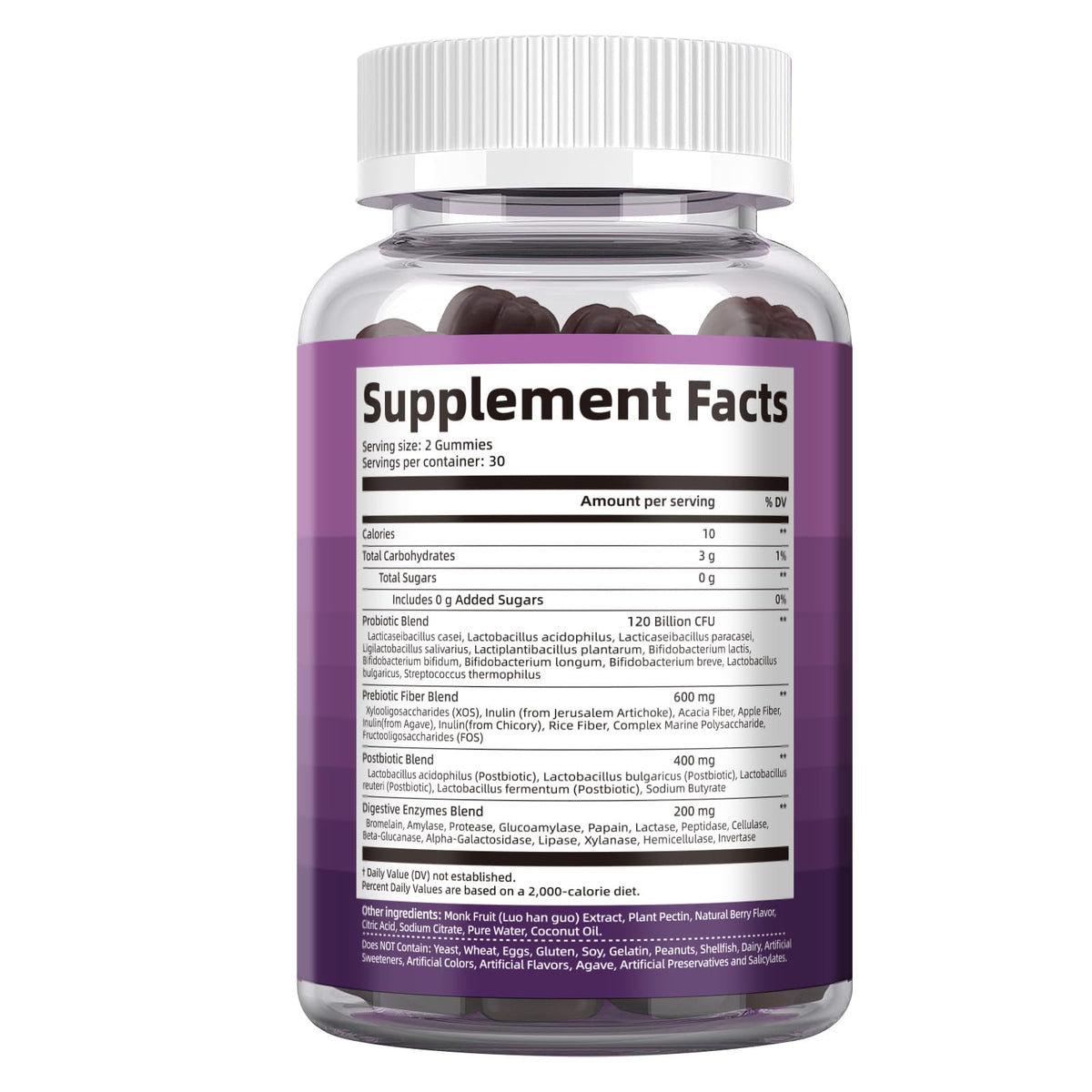 Migcopat Pre Post Probiotics Gummies, Probiotic Prebiotic Postbiotic Digestive Enzymes with Fiber, 120 Billion CFU Probiotics Complete Gut Support, Sugar Free - FENGGESTORE20