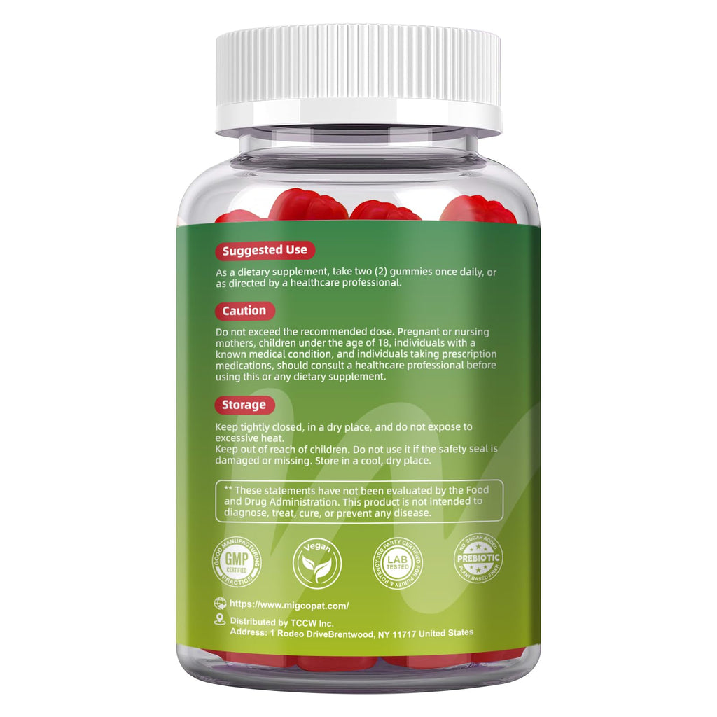 Migcopat Pre Post Probiotics Gummies, Probiotic Prebiotic Postbiotic Digestive Enzymes with Fiber, 120 Billion CFU Probiotics - Digestive Health - FENGGESTORE20